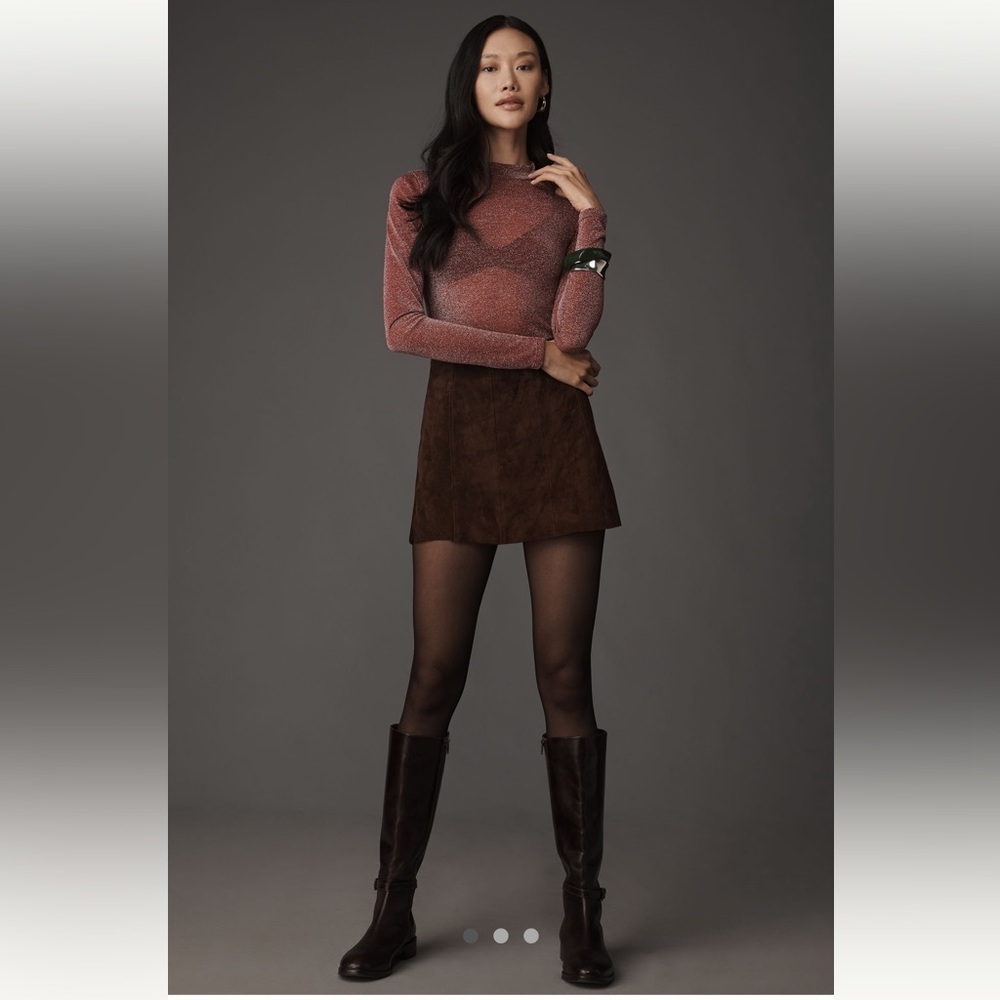 Anthropologie l*space Mock Neck Shimmer Long Sleeve Top!